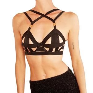 Victoria's Secret black bondage strappy bra. Size 32C.